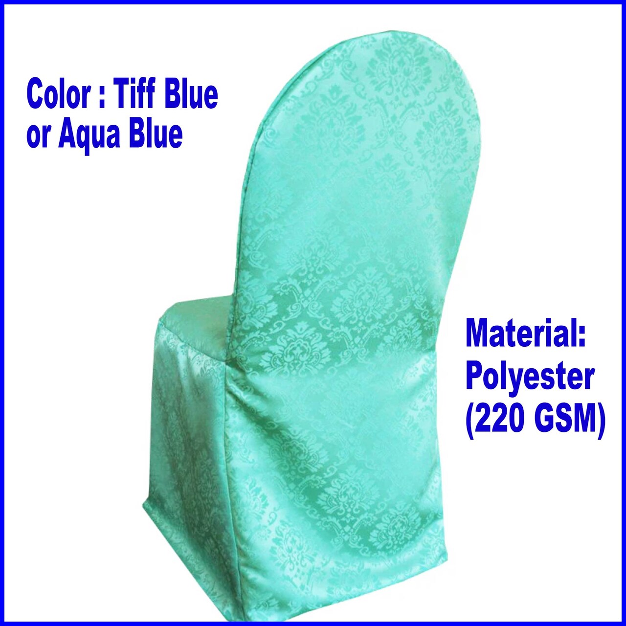 Decorative Marquis Jacquard Polyester Chair Slipcover Tiff Blue Or Aqua Blue